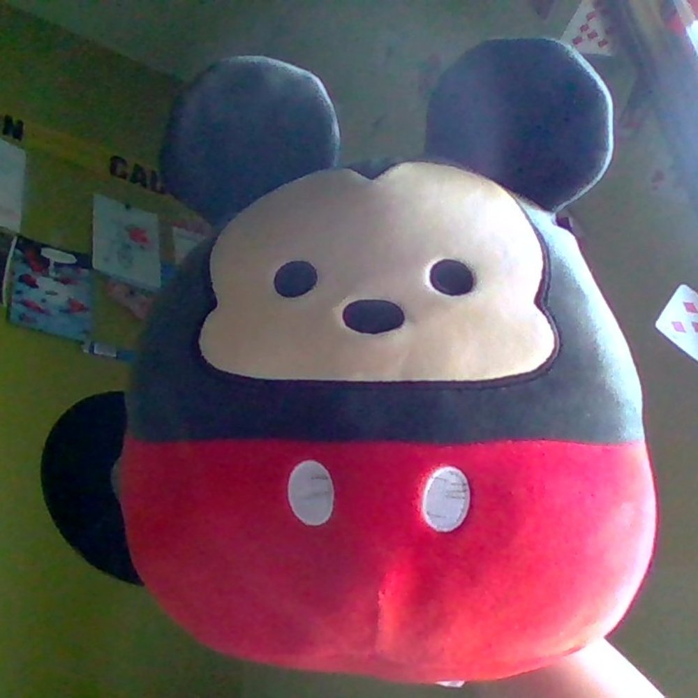 Mickey Mouse squishmallow color red.